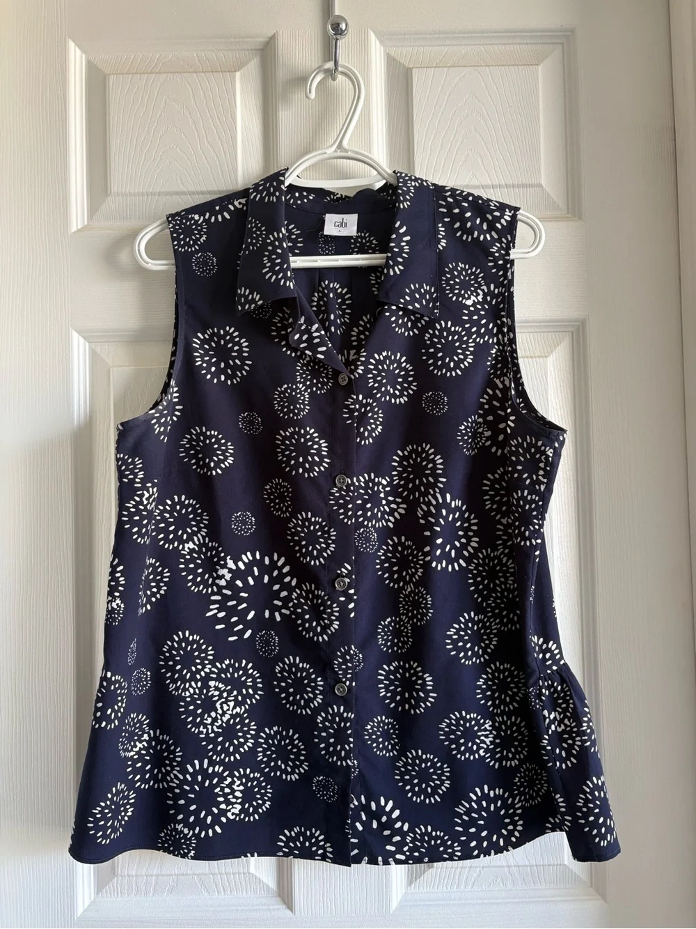 CAbi Navy Floral Burst Sleeveless Button-Front Shell - Picture 1 of 4